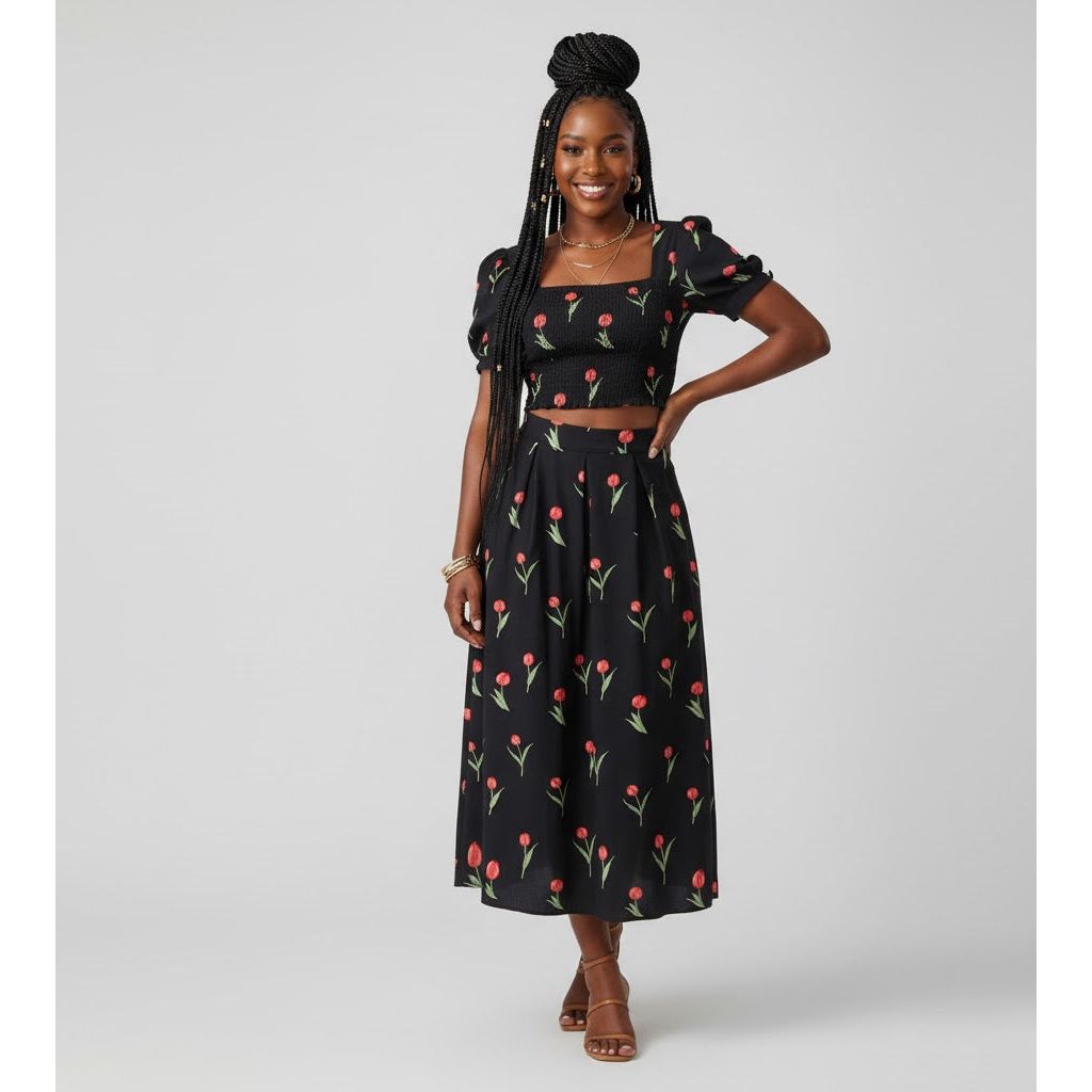 Sexy Floral Printed Casual Two Pieces Set