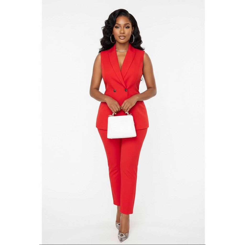 Summer Casual Double-Breasted Vest And Long Pants Suit