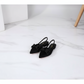 Thick Heel Low Heel Bow Pointed Toe Backless Slip-On Flats
