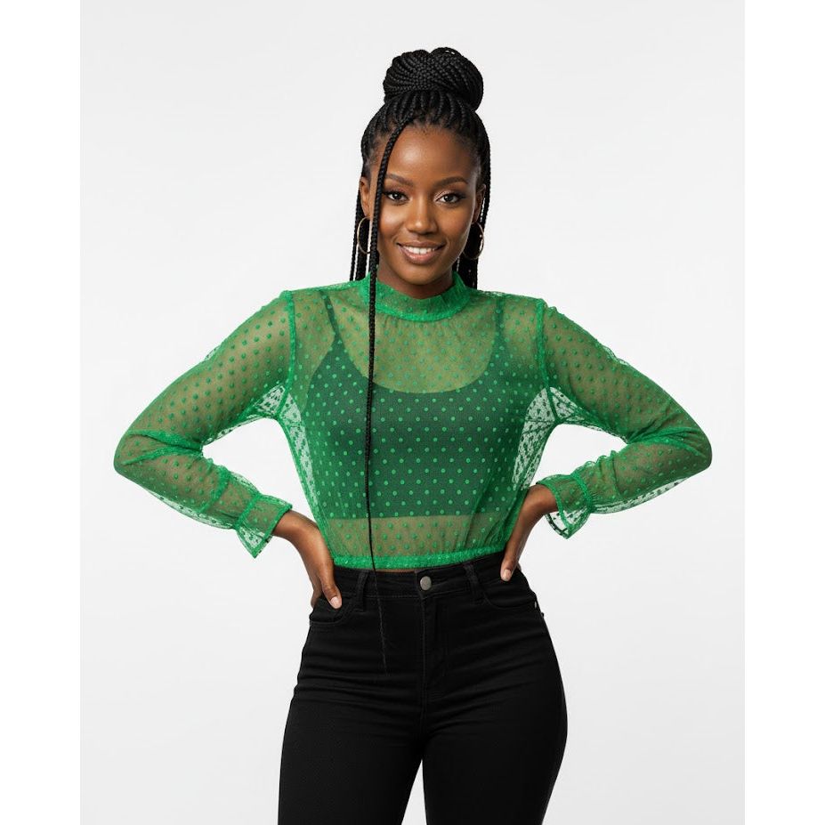 Puff Sleeve Lace Make Blouse Top