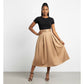 High Waisted Satin Belted Umbrella Skirt
