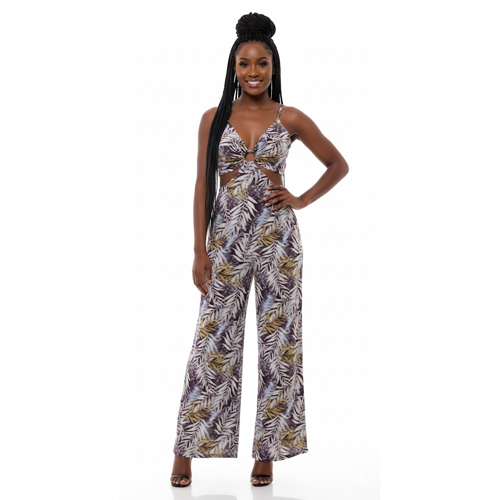 Floral Motifs Long Jumpsuit