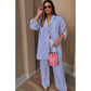 Striped Oversized Shirt & Pants Casual Lounge Set