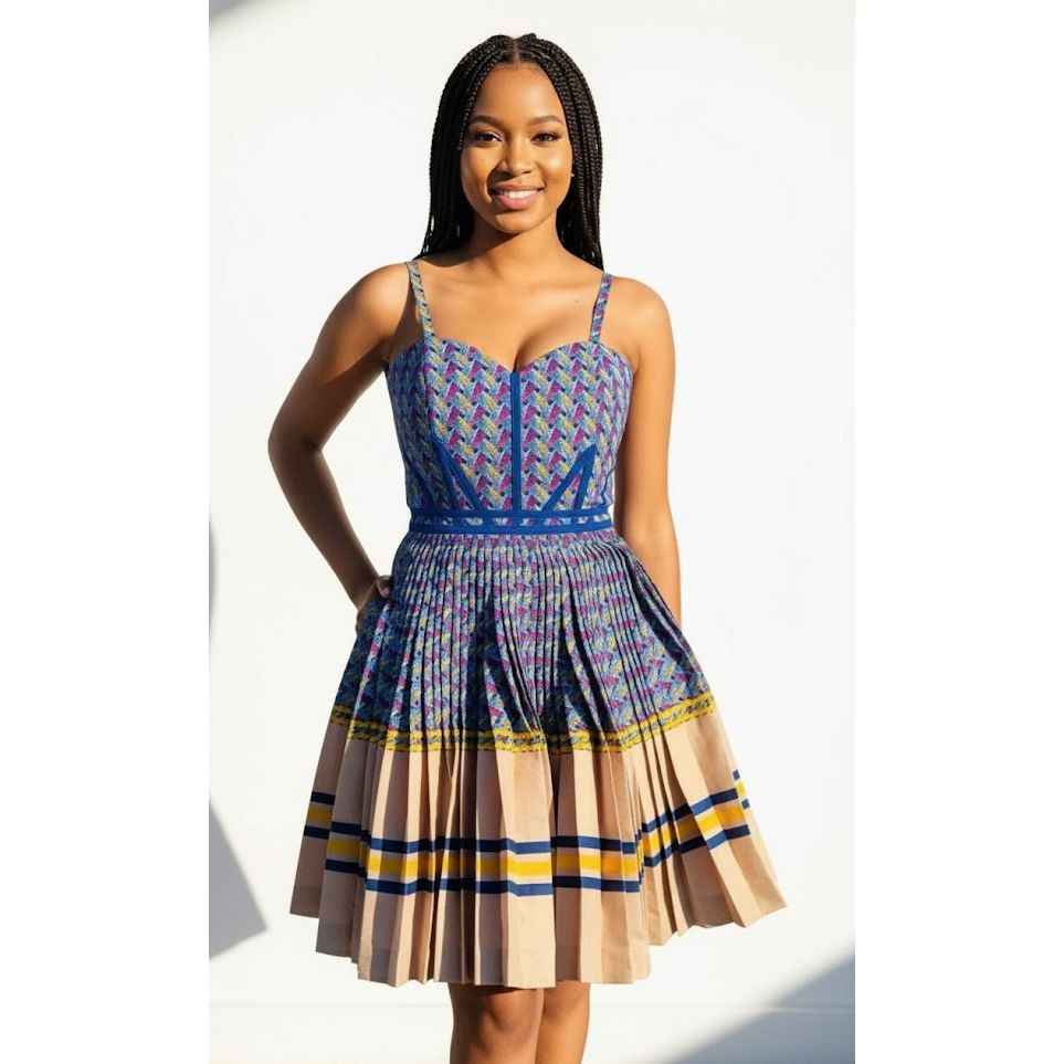 Sleeveless South African traditional Sepedi Midi Dress