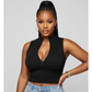 Zipper front Sleeveless Crop Top