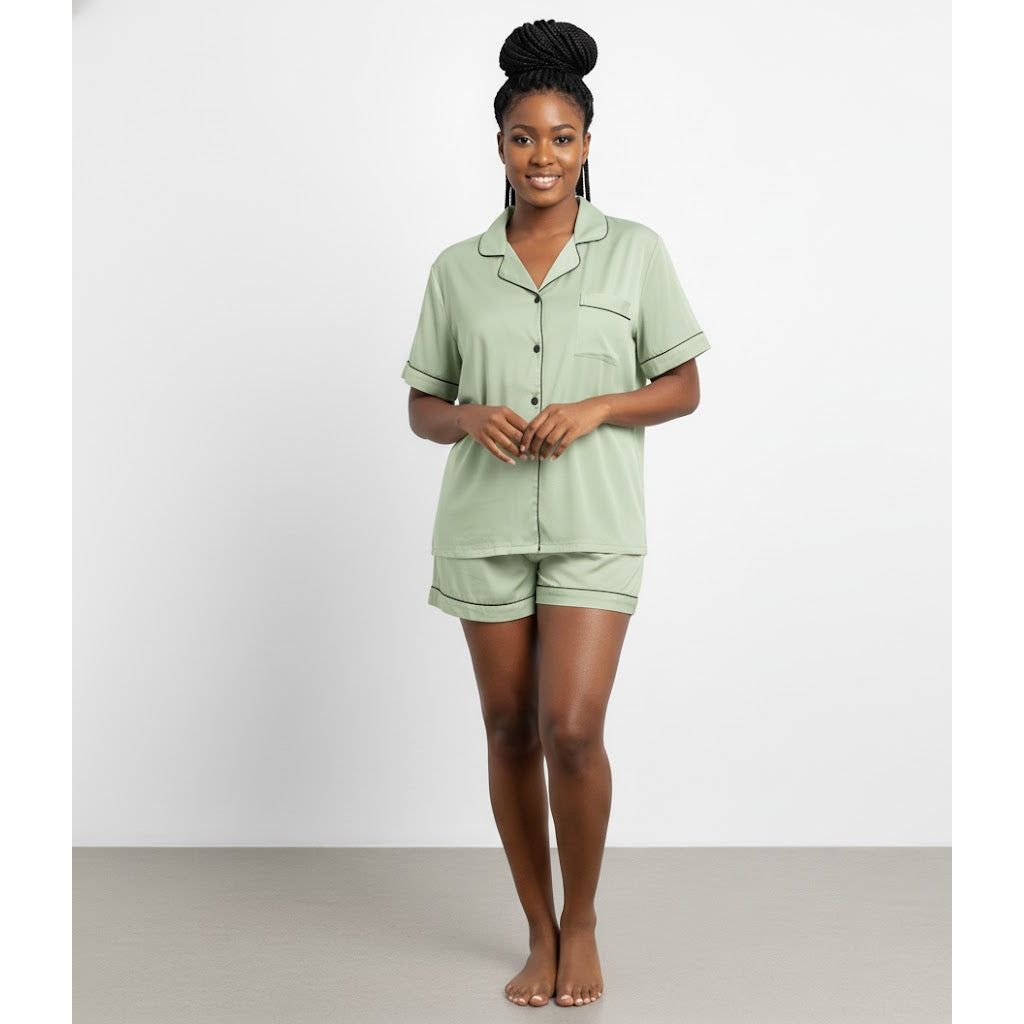 Short Silk Pajamas 2 Piece Set
