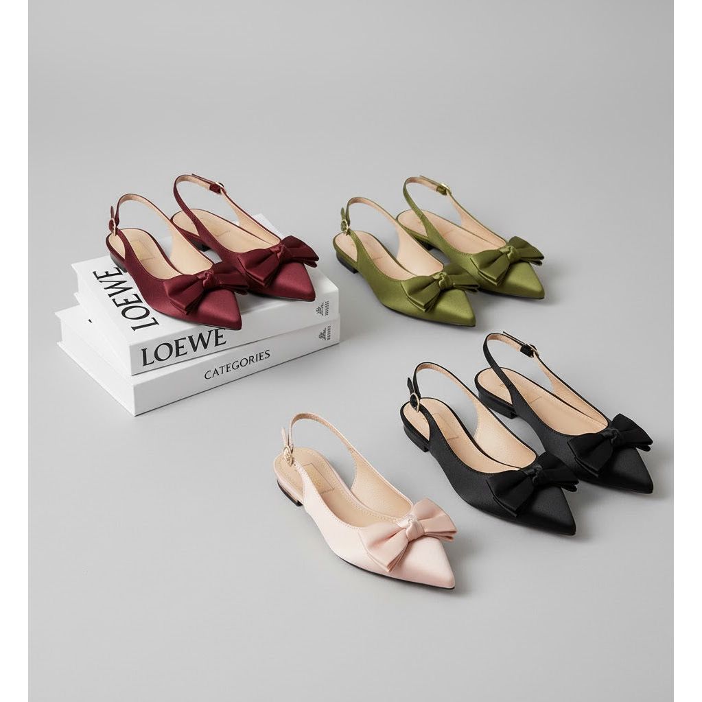 Pointed Toe Bowknot Decor Comfortable Kitten Heel Pumps For Women