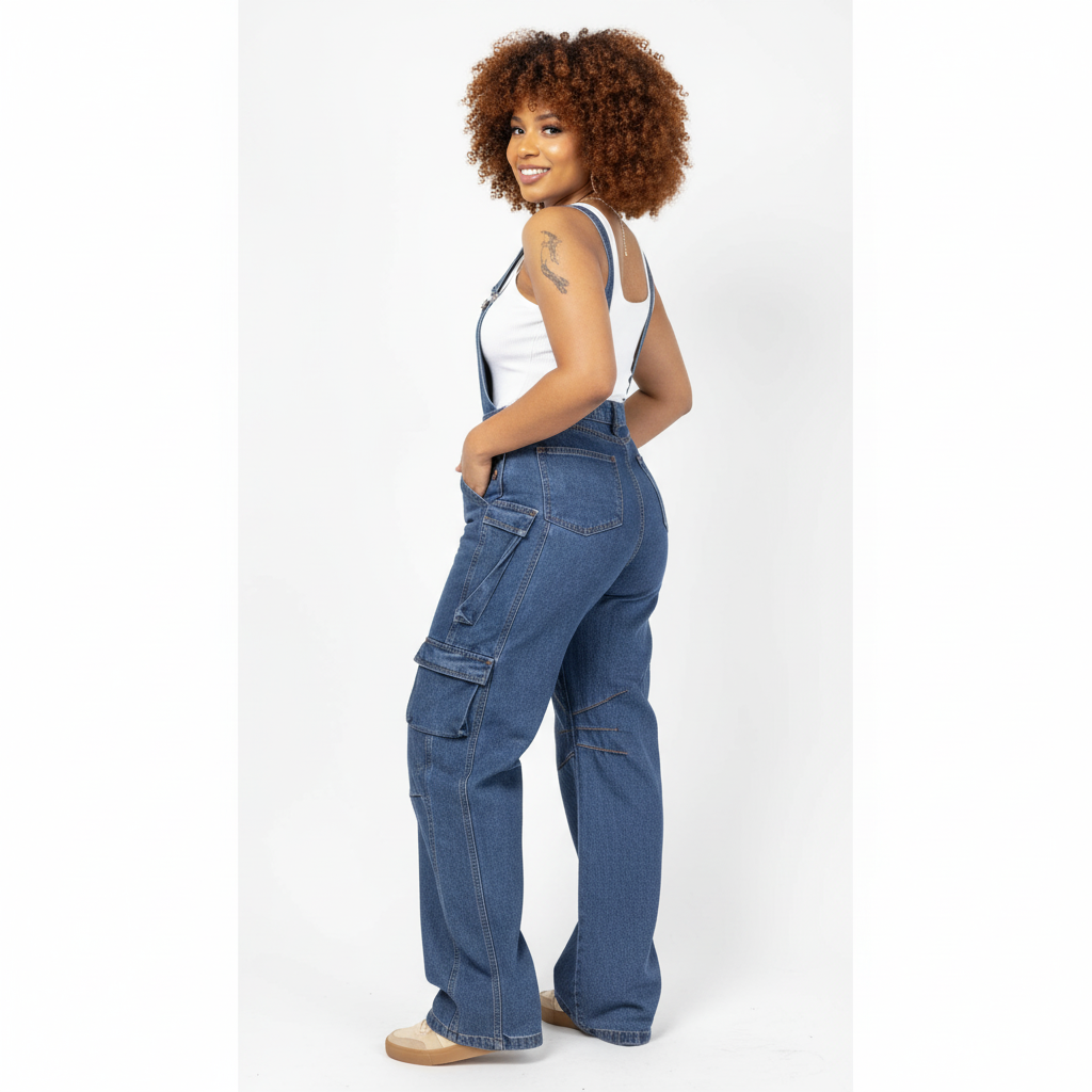 Overalls Multi Pockets Cargo Jeans Pants Jumpers.
