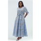 Round-Neck Long Sleeve Floral A-line Maxi Dress