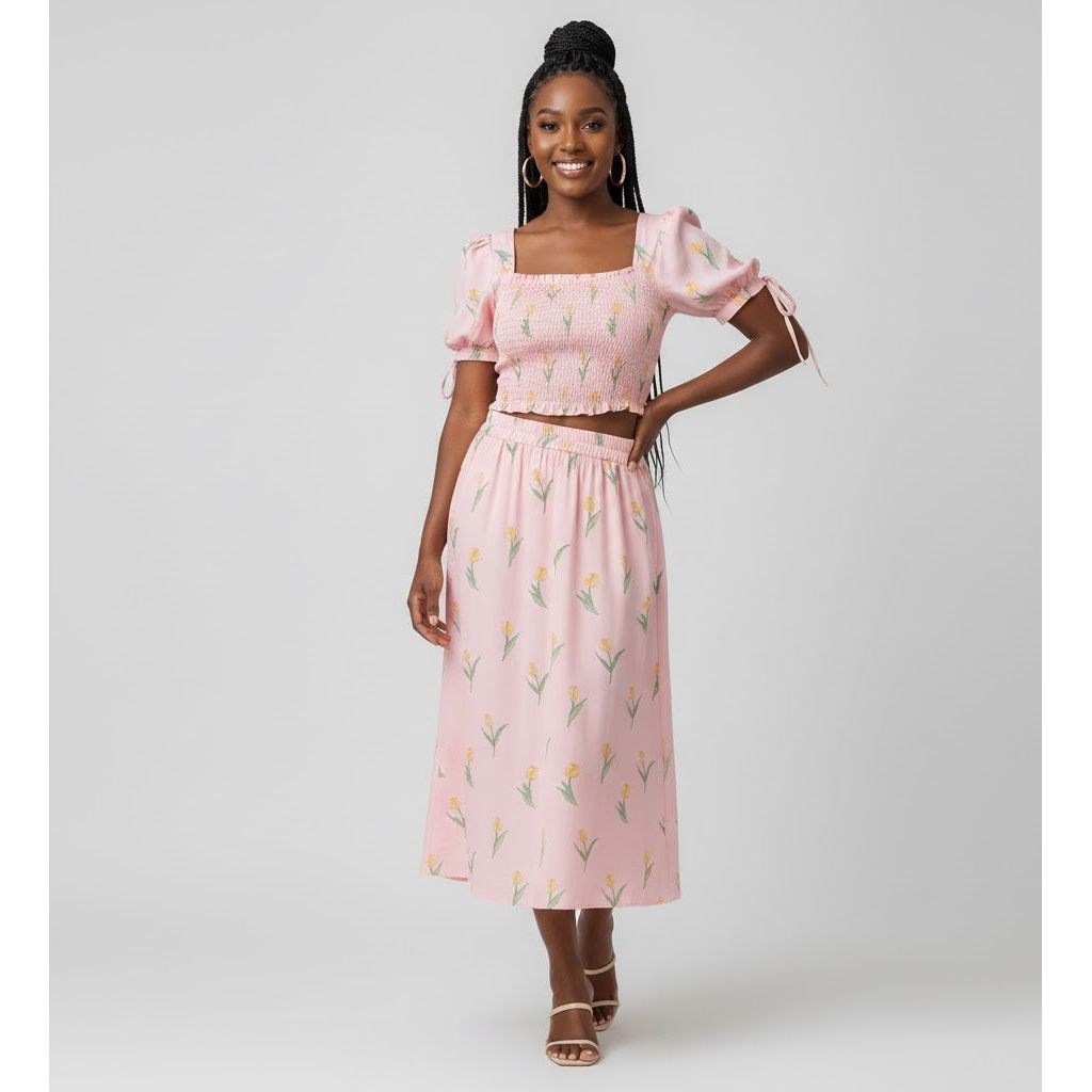 Sexy Floral Printed Casual Two Pieces Set