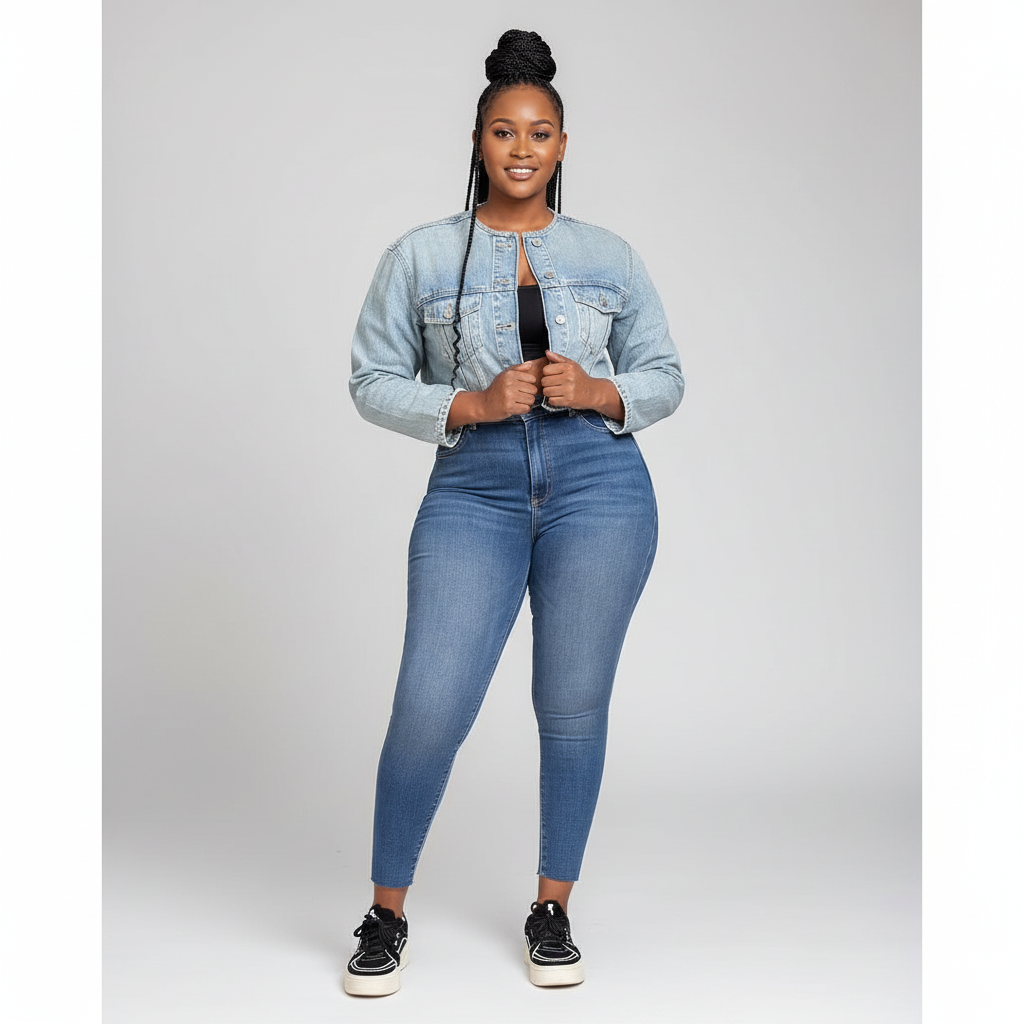 High-Waisted Embroidered Pocket Relaxed Jeans