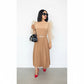 Long Mesh Sleeve Pleated Dress