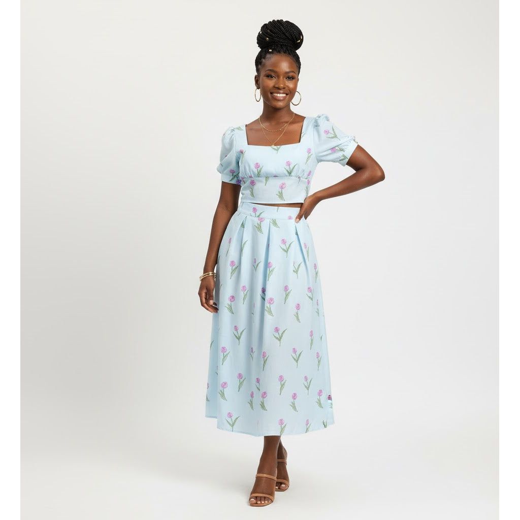 Sexy Floral Printed Casual Two Pieces Set