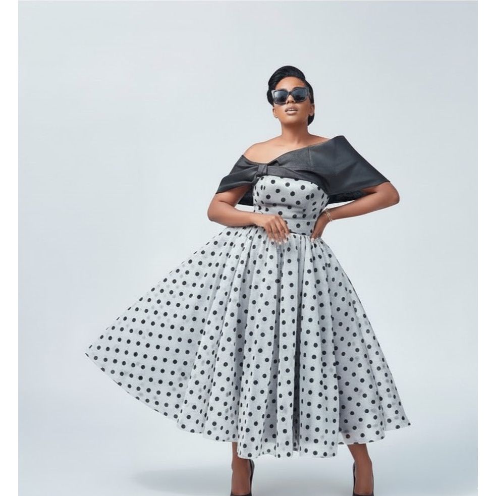 Polka Dot off shoulder dress