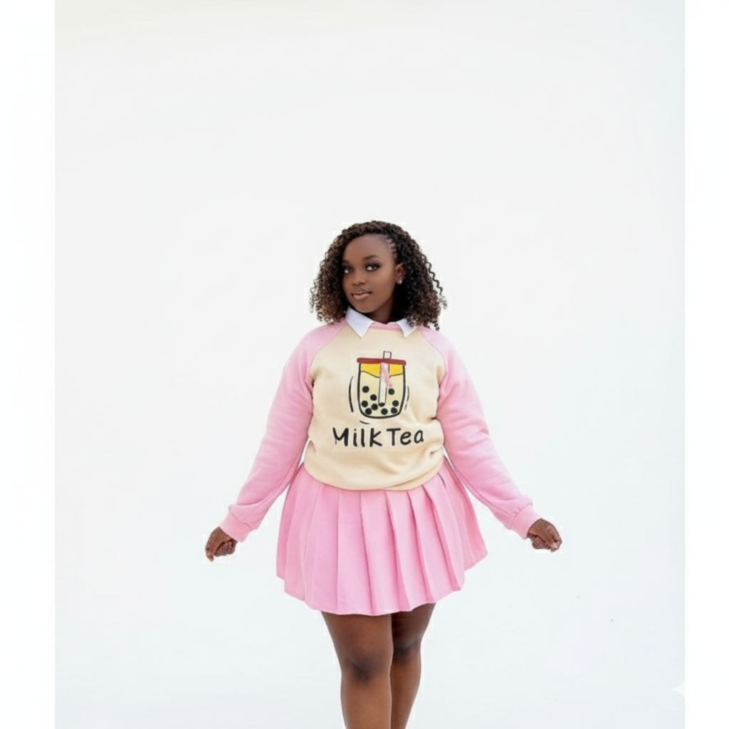 3-Piece Set a Long-Sleeve Sweatshirt And Pleated Mini Skirt