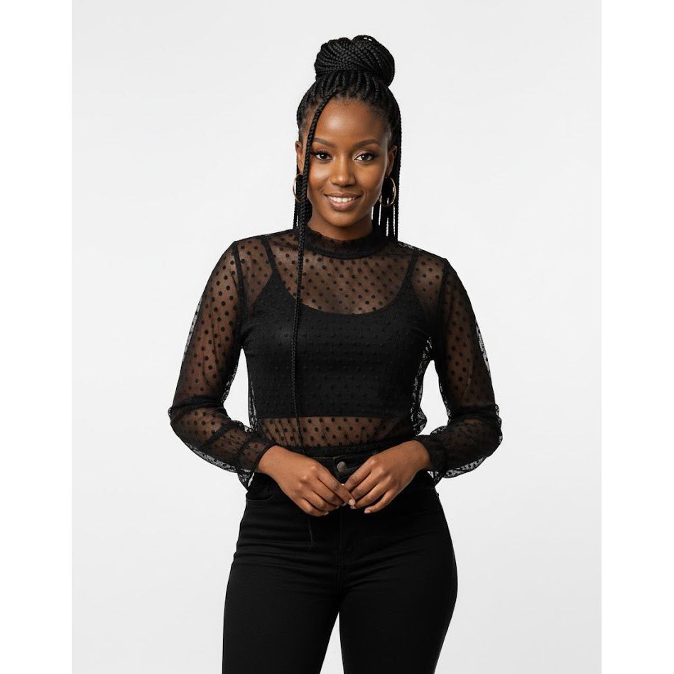 Puff Sleeve Lace Make Blouse Top