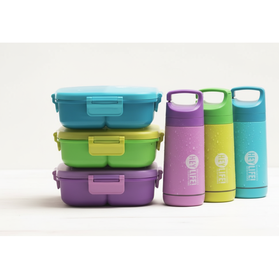 3 Grid Lunchbox With Bottle