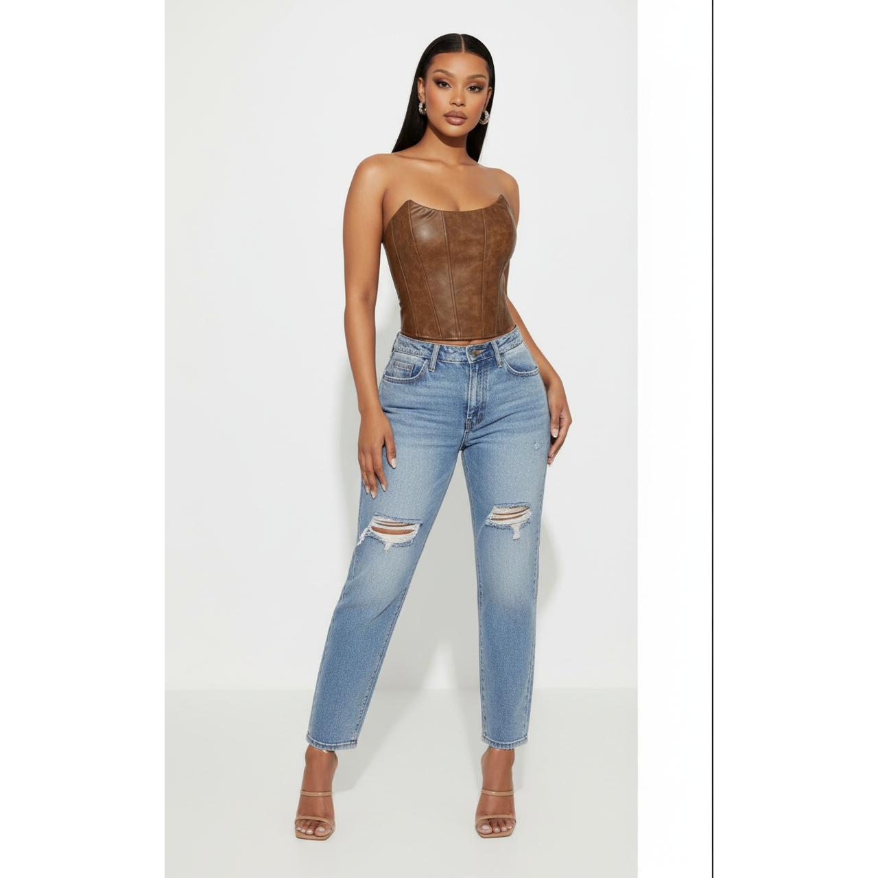 Faux Leather Corsets Top