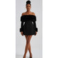 Fluffy Off Shoulder Mini Dress