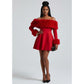 Fluffy Off Shoulder Mini Dress