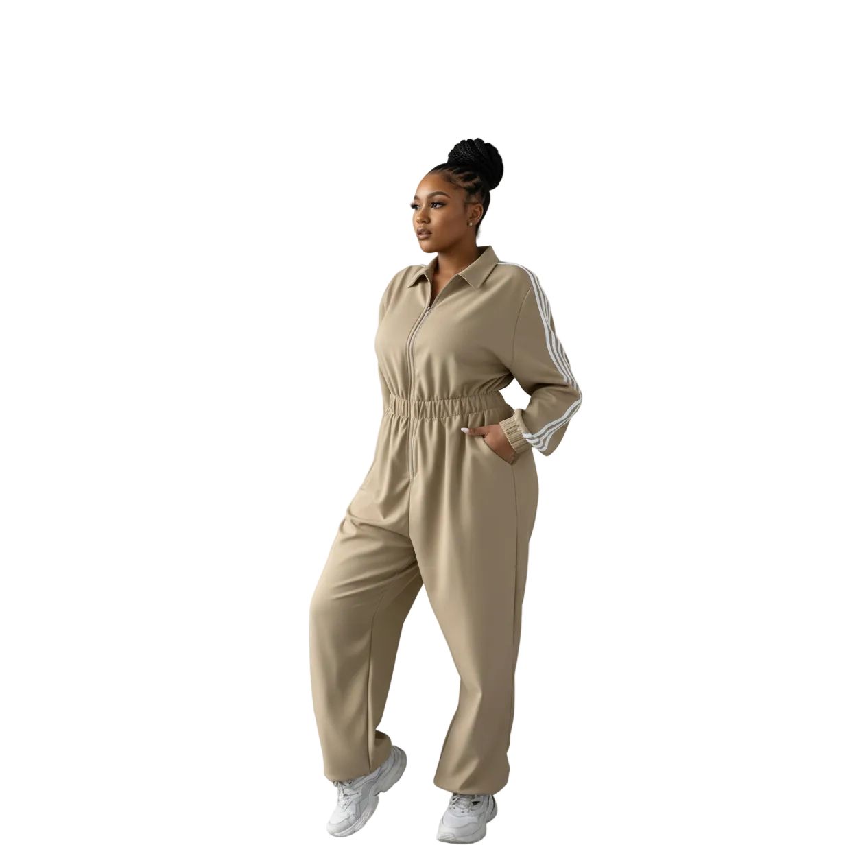 Long Zipper overall jumpsuit