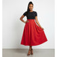 High Waisted Satin Belted Umbrella Skirt