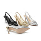 Rhinestones Slingback Decorated Pointed Heels Pumps