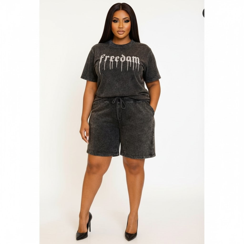 Freedom Print Lounge Shirt 2 Pieces Set