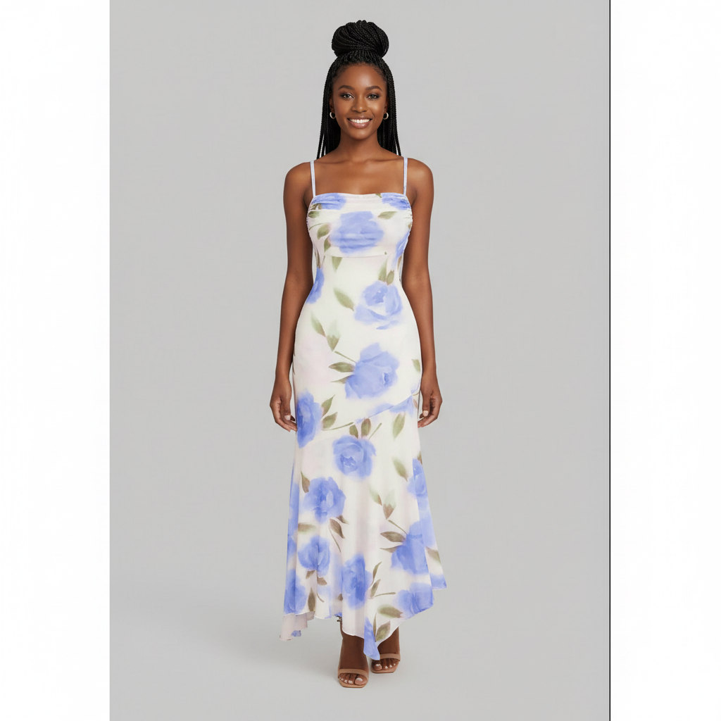 Women's Slope Neck Sexy Loose Floral Suspender Dress