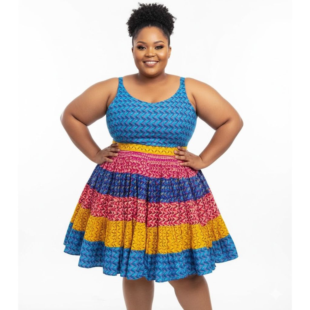 African Sleeveless Ankara Multi-Color Dress