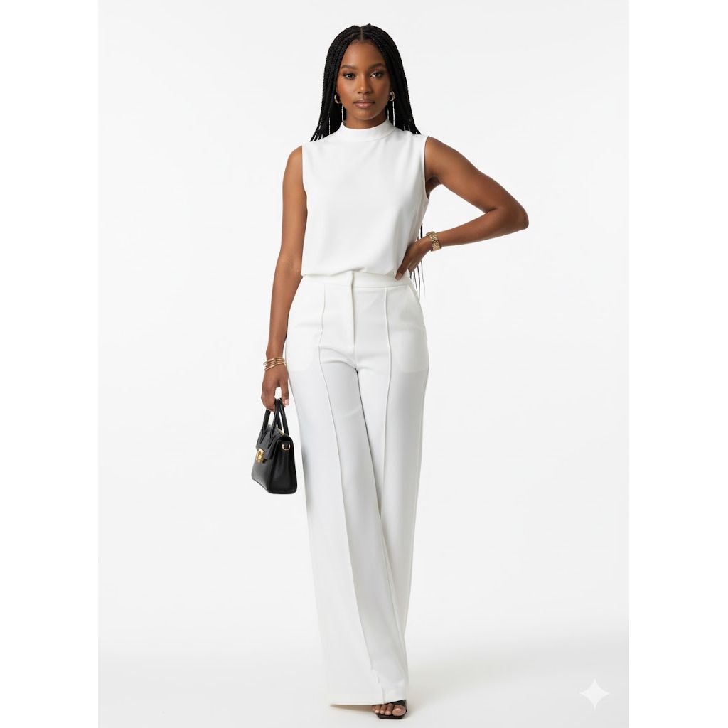 Elegant Daily Solid Color Sweet Round Sleeveless 2 Piece Set