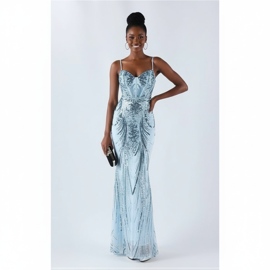 Sweetheart Mermaid Spaghetti Straps Maxi Dress