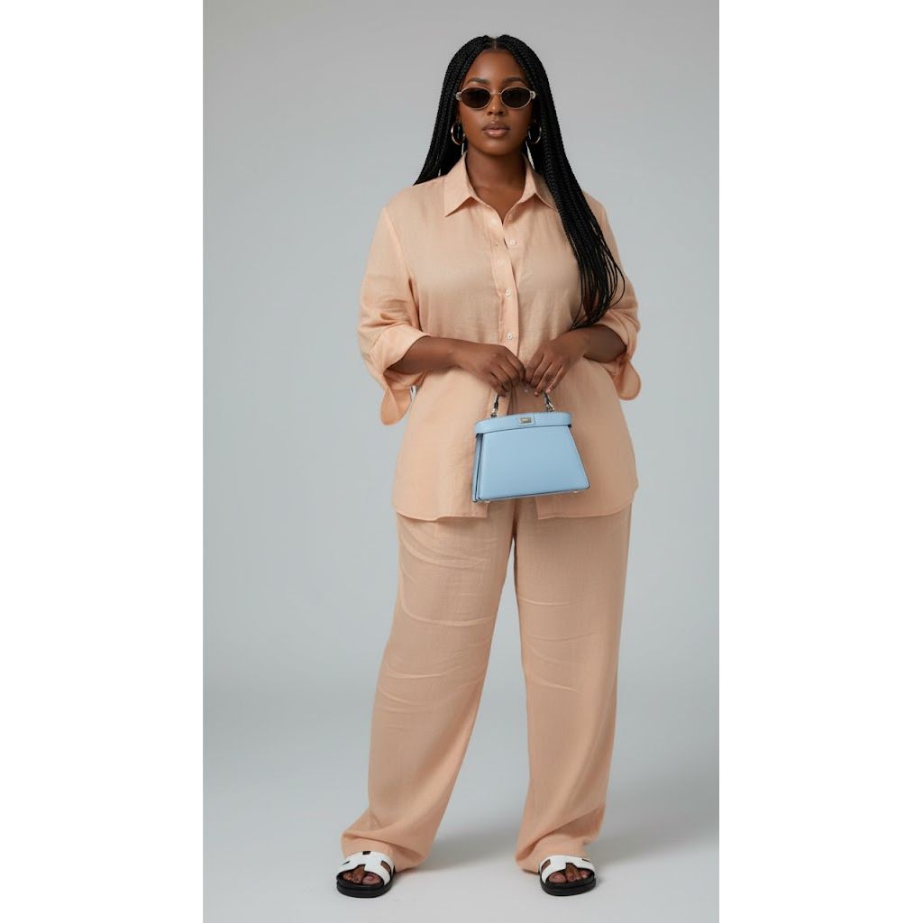 Relaxed Button-Up Shirt and Wide Leg Pants Set