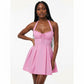Sleeveless Sweetheart Halter Neck A-line Mini Dress.