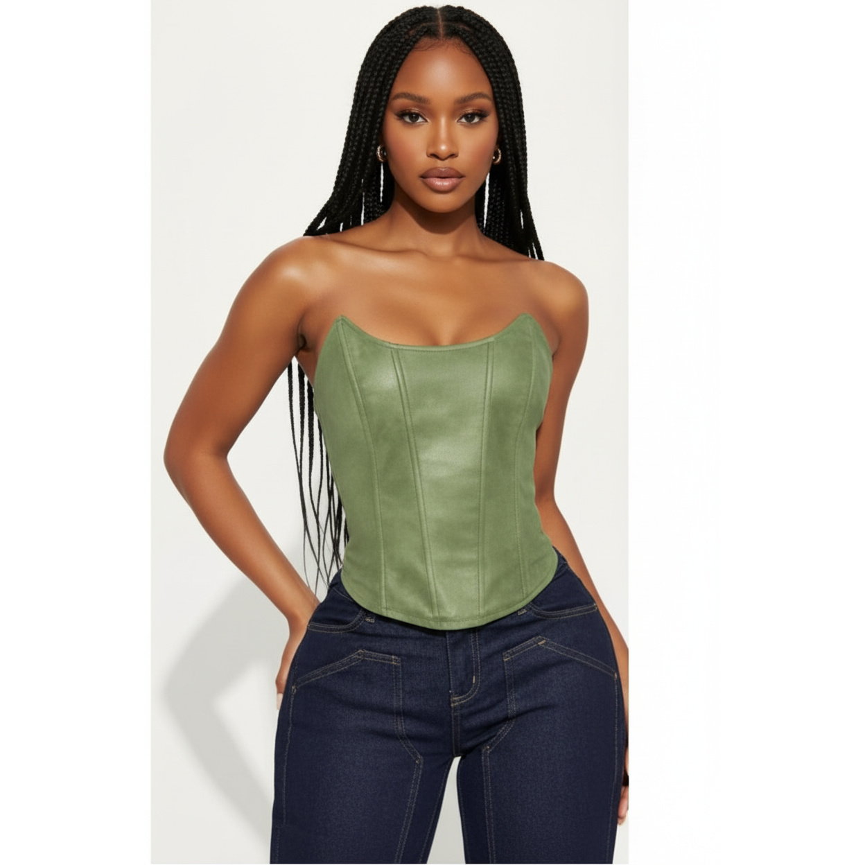 Faux Leather Corsets Top