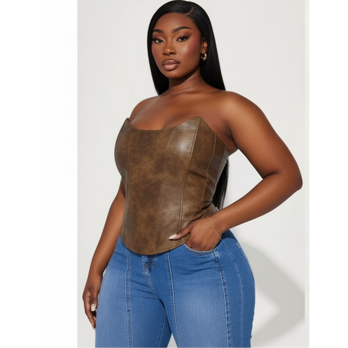 Faux Leather Corsets Top
