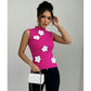 Elegant Floral Embellished Sleeveless Slim Fit Style Top