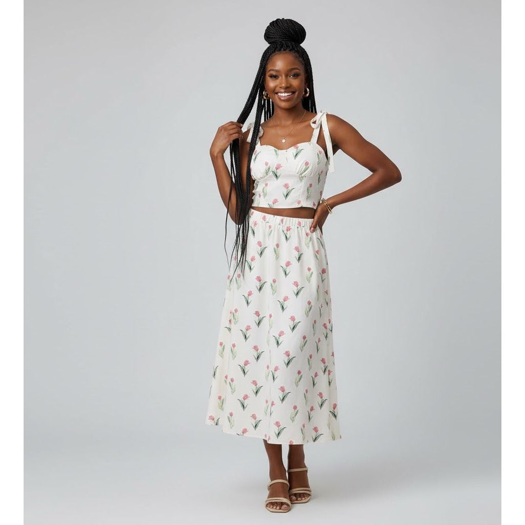 Sexy Sleeveless Floral Print Casual 2 Pieces Set