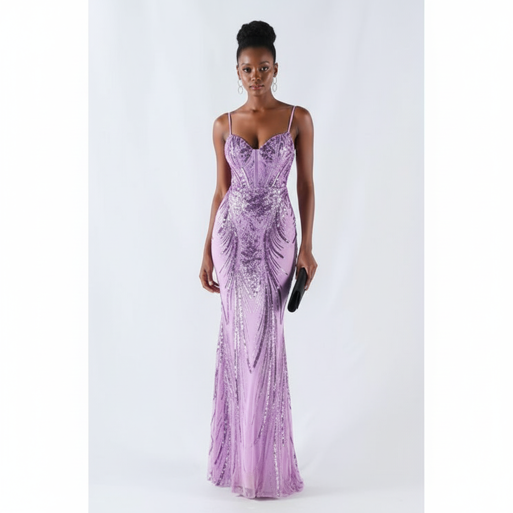 Sweetheart Mermaid Spaghetti Straps Maxi Dress