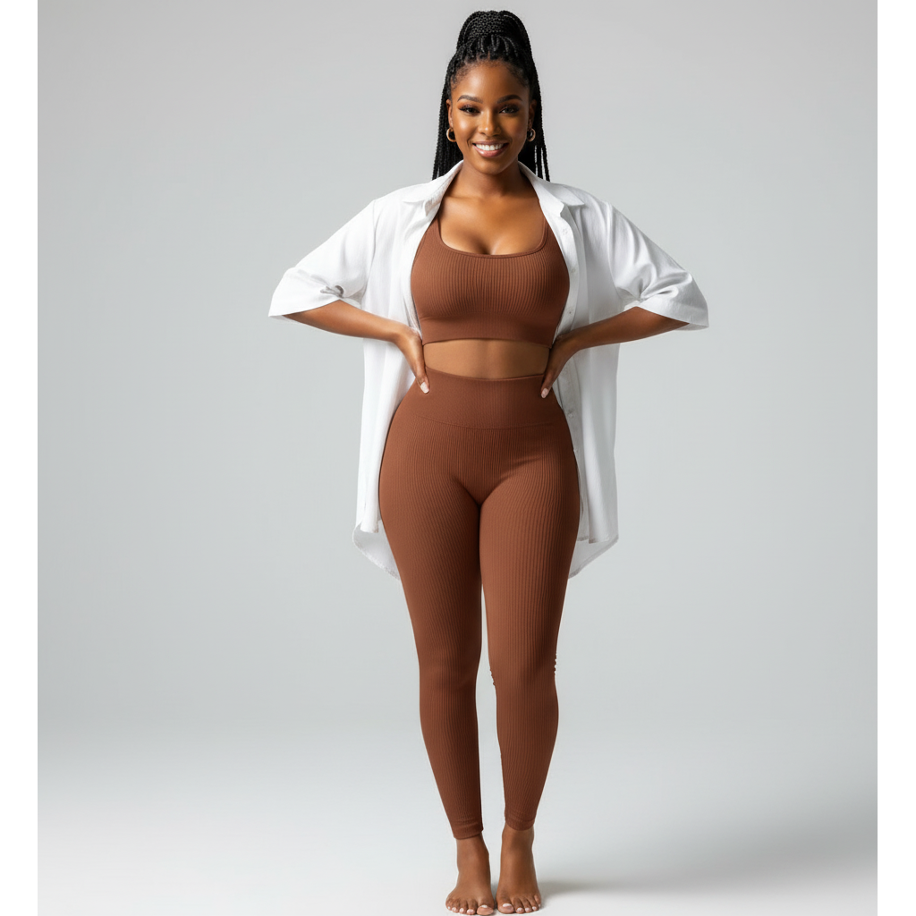 2pcs Outfits Seamless High Stretch Yoga Set