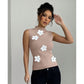 Elegant Floral Embellished Sleeveless Slim Fit Style Top