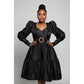 Puffy Sleeves Stylish Belted Fit and Flare Dress