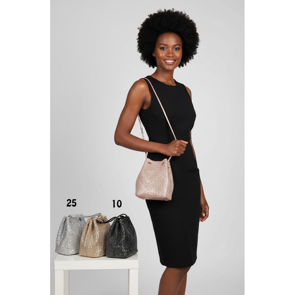 Rhinestone mini drawstring bag