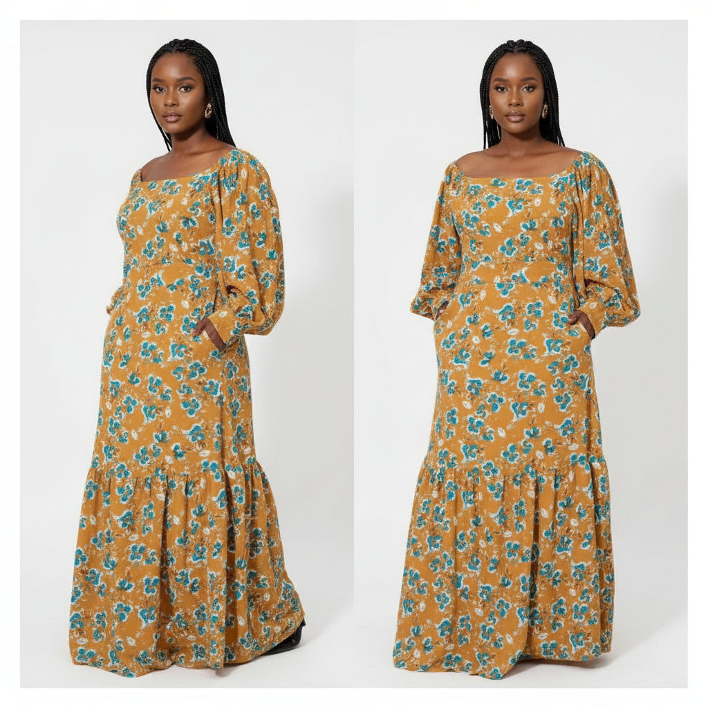 Off Shoulder Floral Maxi Dress