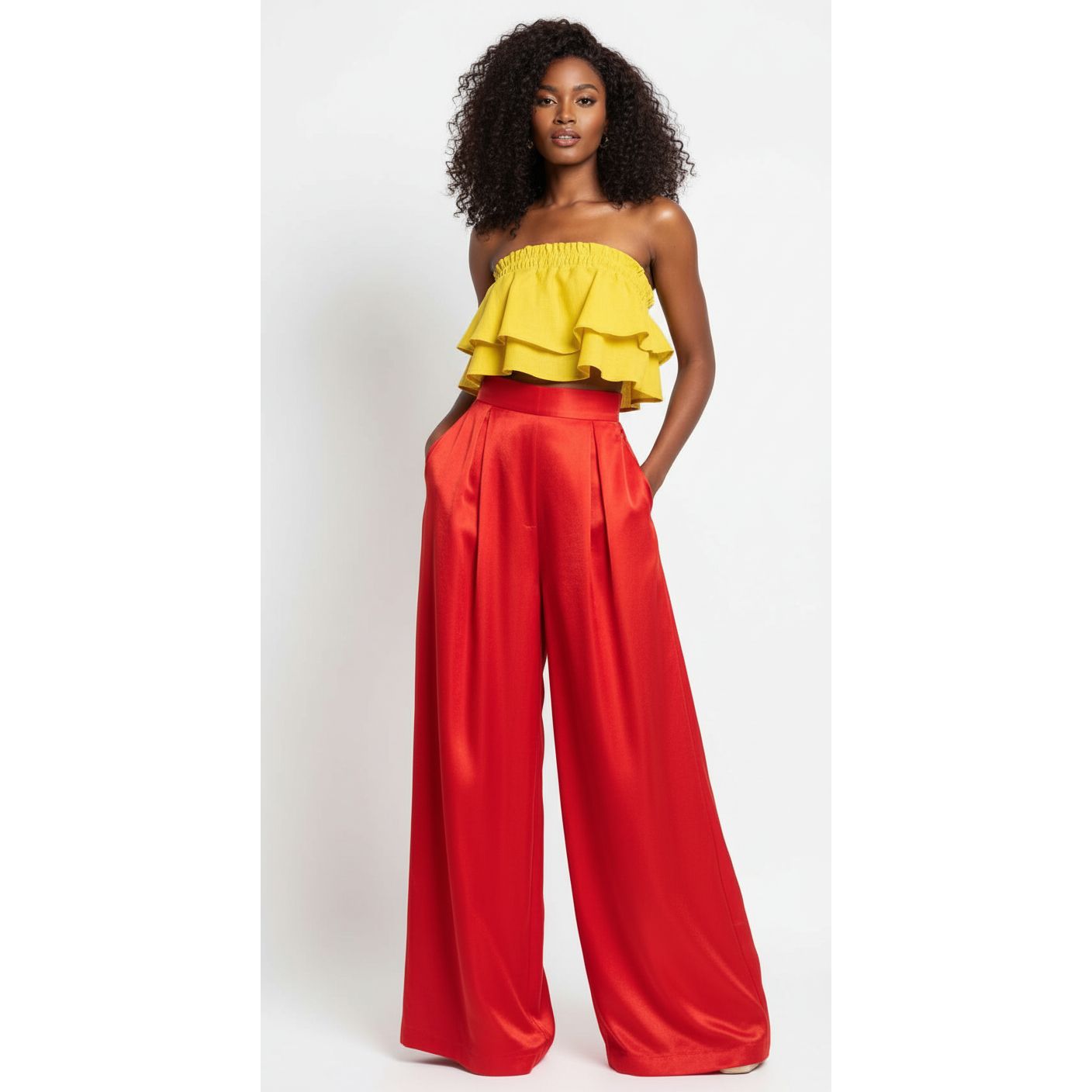 Loose Solid Color Haigh Waist Pant