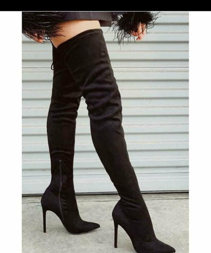 High Heel Suede Lace up Boot