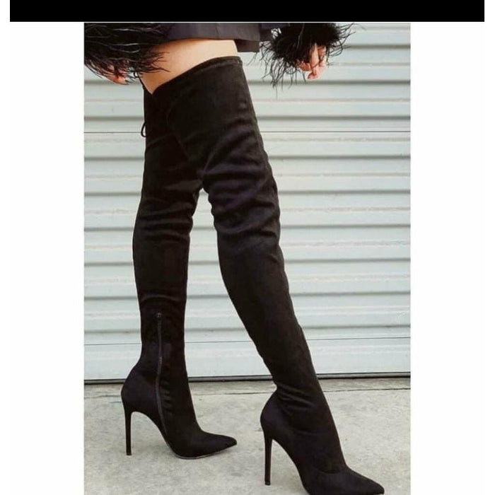 High Heel Suede Lace up Boot