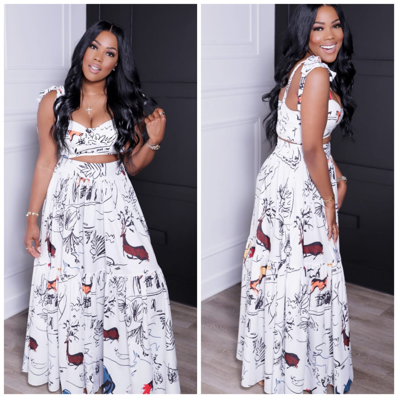 Crop Top and Maxi Skirt Set