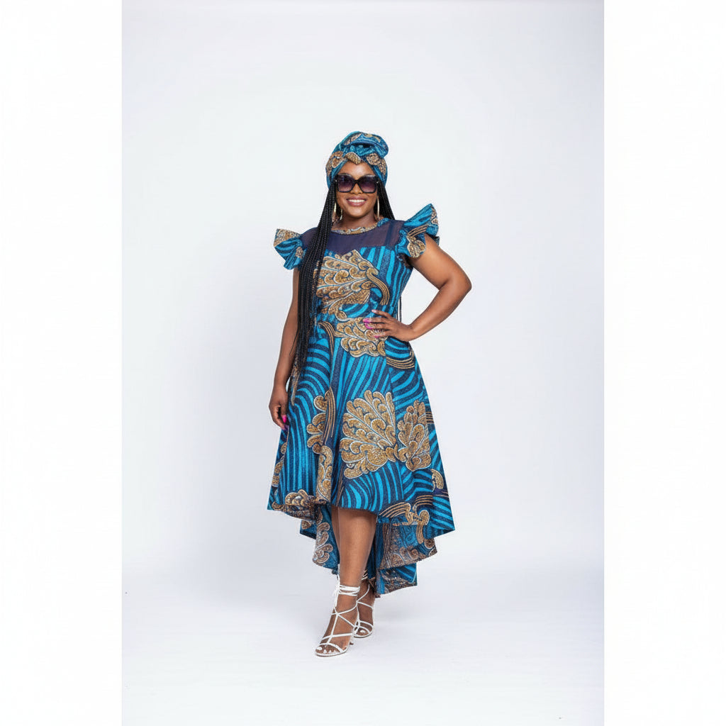 Ankara Short Ruffle Sleeve Print African Dress