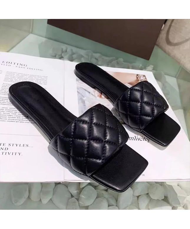 Flat Heel Summer leather Slippers